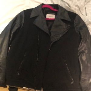 Calvin klein mixed mote jacket leather and wool